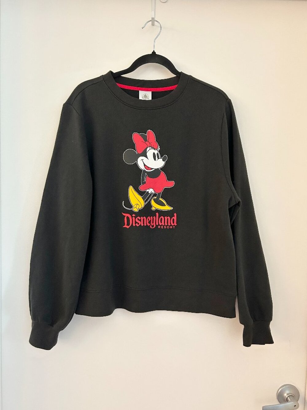 Disney Disneyland Resort Black Minnie Mouse Fleece Pullover Sweatshirt Size L